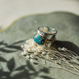 Vedika Ring-copper turquoise/sterling silver/gold