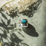 Vedika Ring-copper turquoise/sterling silver/gold