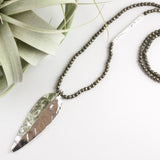 warrior spirit necklace-silver/pyrite