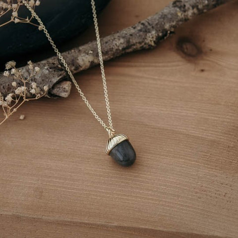 acorn stone necklace-labradorite