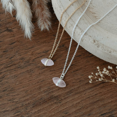 cat eye necklace-rose quartz