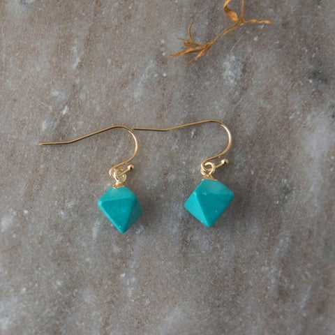 diamond drops earrings - turquoise