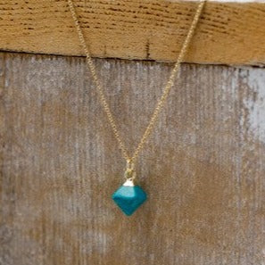 diamond drops necklace-turquoise