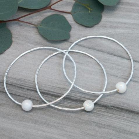 orbit bangle-white pearl