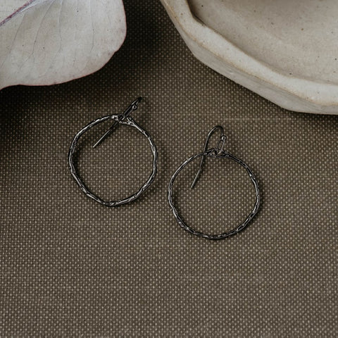 sacred hoop earrings-black